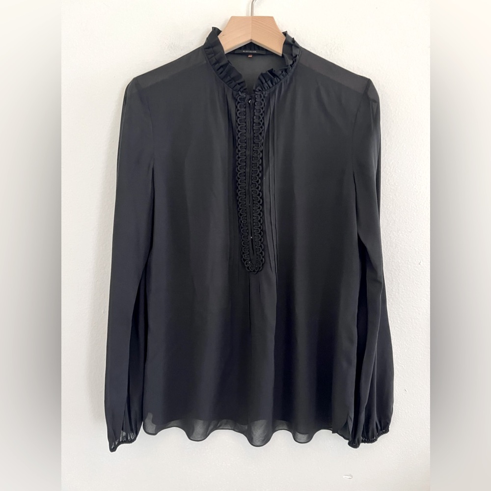 Elie Tahari Sheer Black Blouse